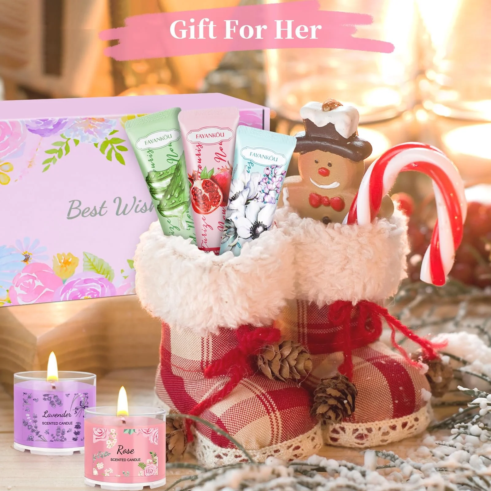 Крем для рук Набір Ароматизовані свічки Подарунки для жінок, 6 кремів для рук i 4 ароматизовані свічки, фото №8