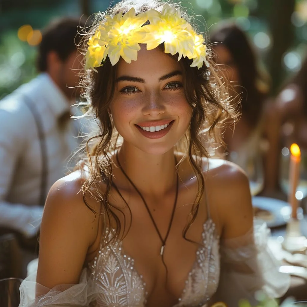 Вінок для волосся з LED підсвічуванням Квітка Жовтий, фото №2