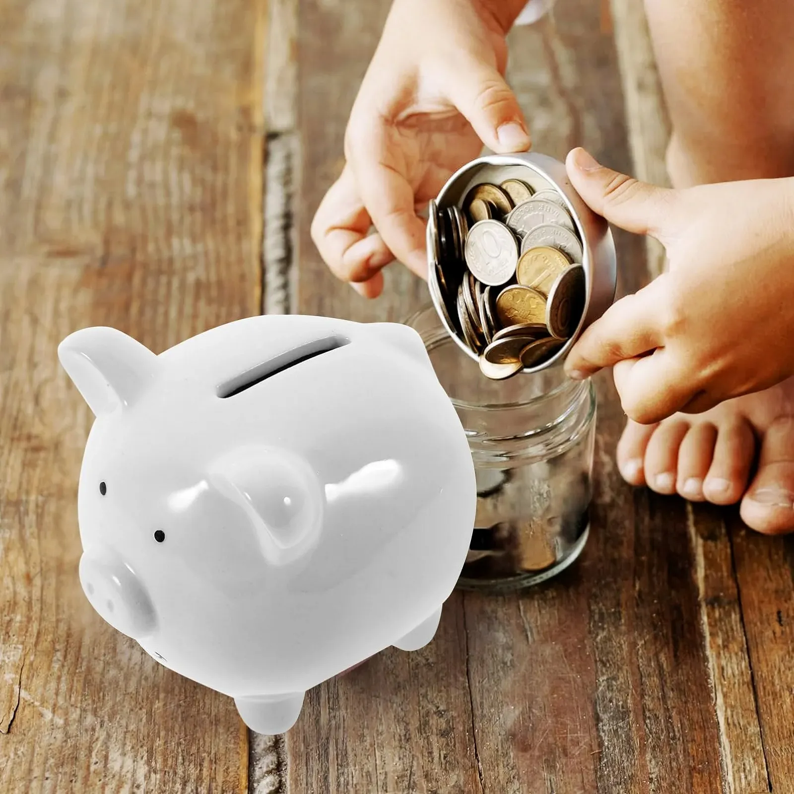 Скарбничка VOSAREA Керамічна Біла Порося, фото №3