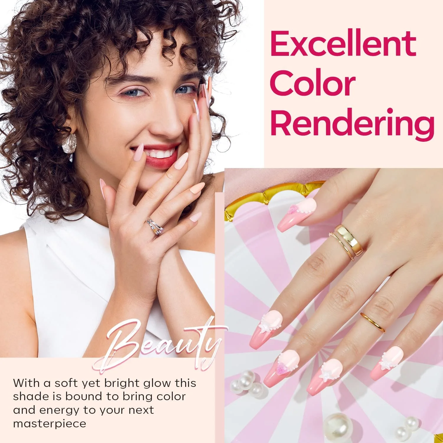 Гель-лак Modelones Набір Рожевий Нюдовий Рожевий 6 кольорів, фото №4