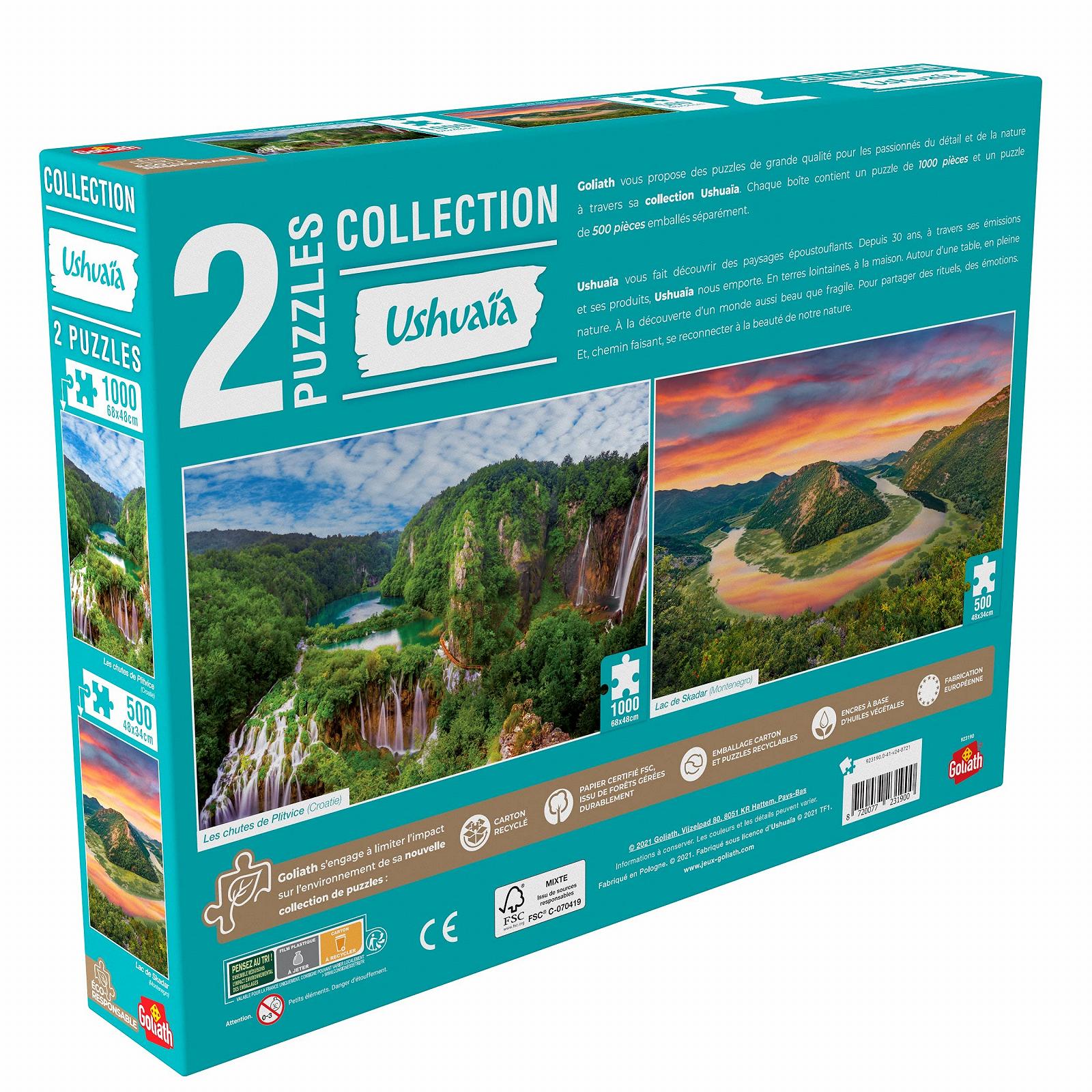 Пазл Goliath Collection Ushuaia 923190.004 Плитвицкие водопады и Скадарское озеро 1000 и 500 деталей Синий, фото №3