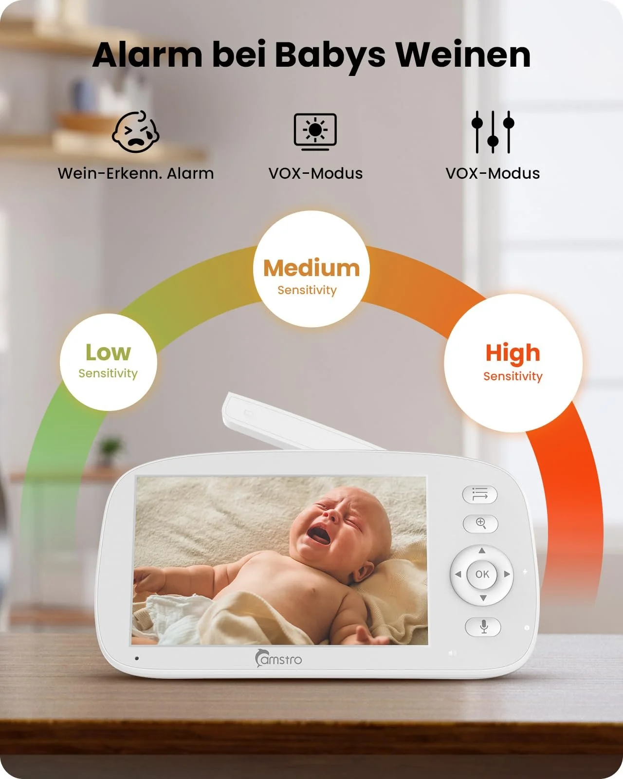 Відеоняня 5 Inch 5000 mAh 355° 4X Zoom 2-Way Audio Нічне бачення Температура, фото №7 Відеоняня 5 Inch 5000 mAh 355° 4X Zoom 2-Way Audio Нічне бачення Температура, фото №7