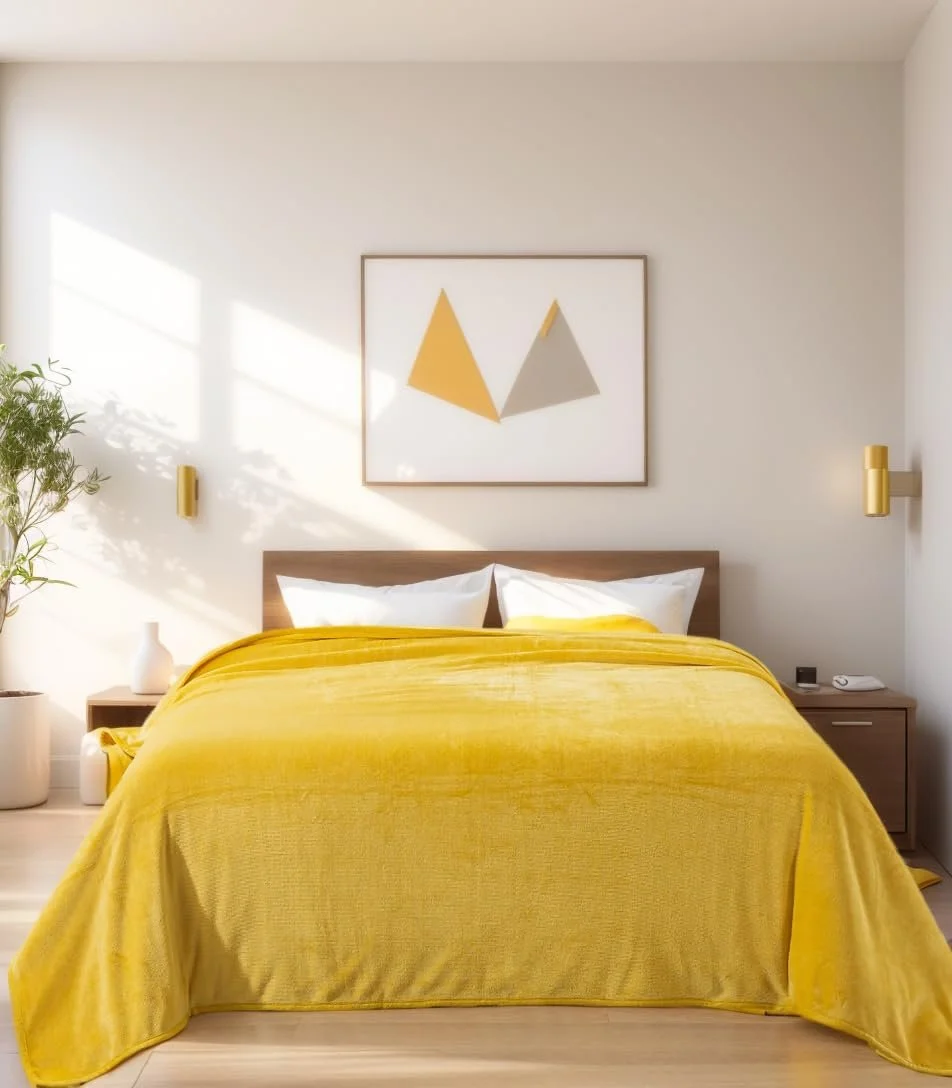 Покривало HOZY Cuddly Fluffy Fleece, 220 x 240 см, Жовта, XXL, фото №3