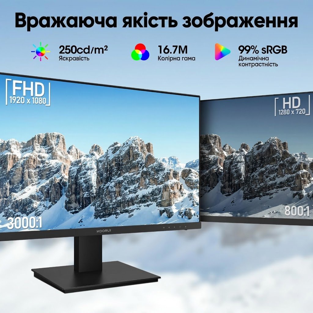 Монітор 27" KOORUI 27N2A Full HD VA 75 Гц, фото №2