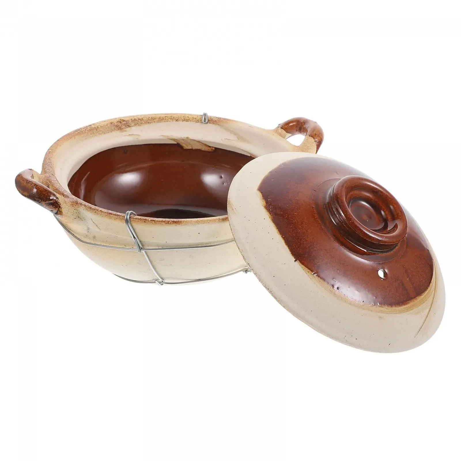 Каструля-казанок глиняна з ручкою для плити енергозберігаюча з рівномірним розподілом тепла, фото №1