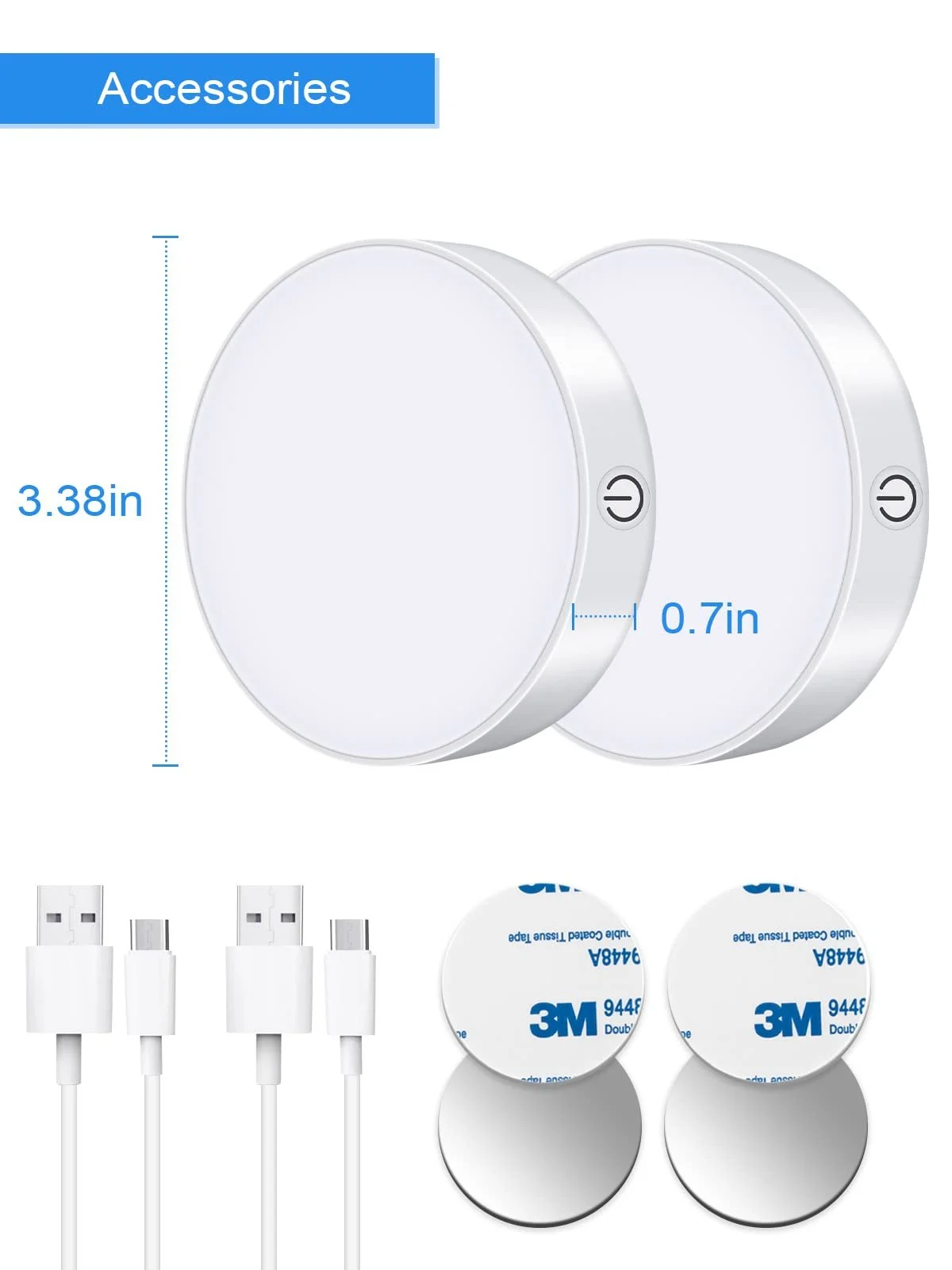 Світильник WILLED Dimmable 3000K Touch Lights, батарейка, сенсорна лампа, акумулятор, магнітна для шафи, кухні, спальні (упаковка з 2 штук), фото №6