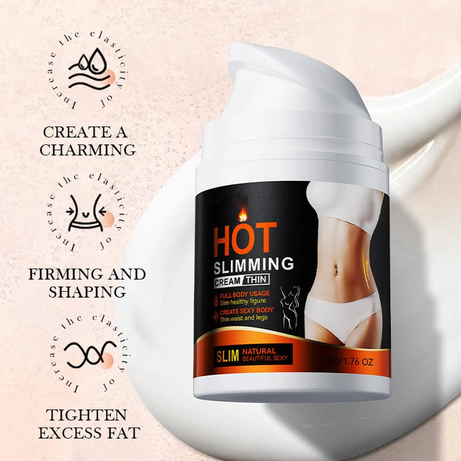 Крем Антицелюлітний для спалювання жиру, Зміцнюючий крем для тіла BodySlimmingCream, фото №3