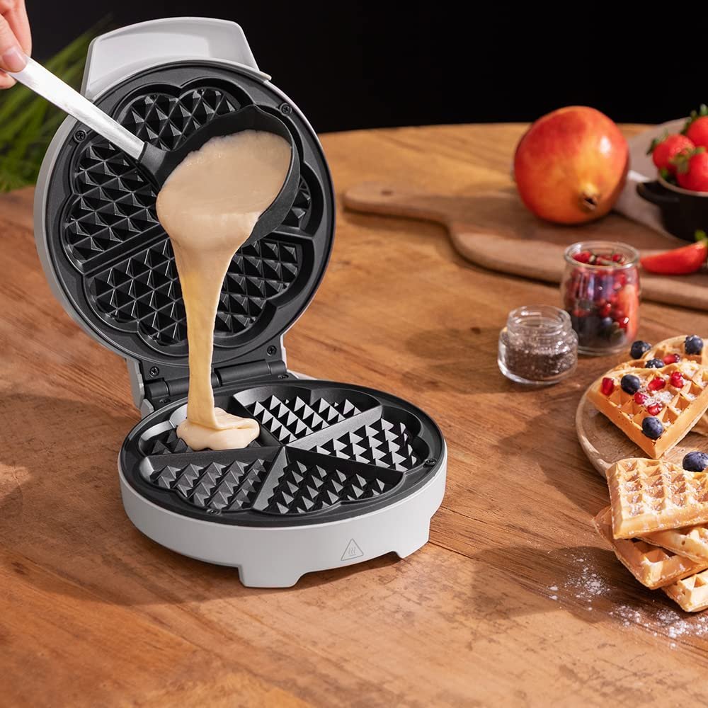 Вафельница Cecotec Fun Gofrestone Sweetie, 1000 Вт, для 1 большой вафли или 5 вафель в форме сердца, антипригарное покрытие, нержавеющая сталь, фото №4
