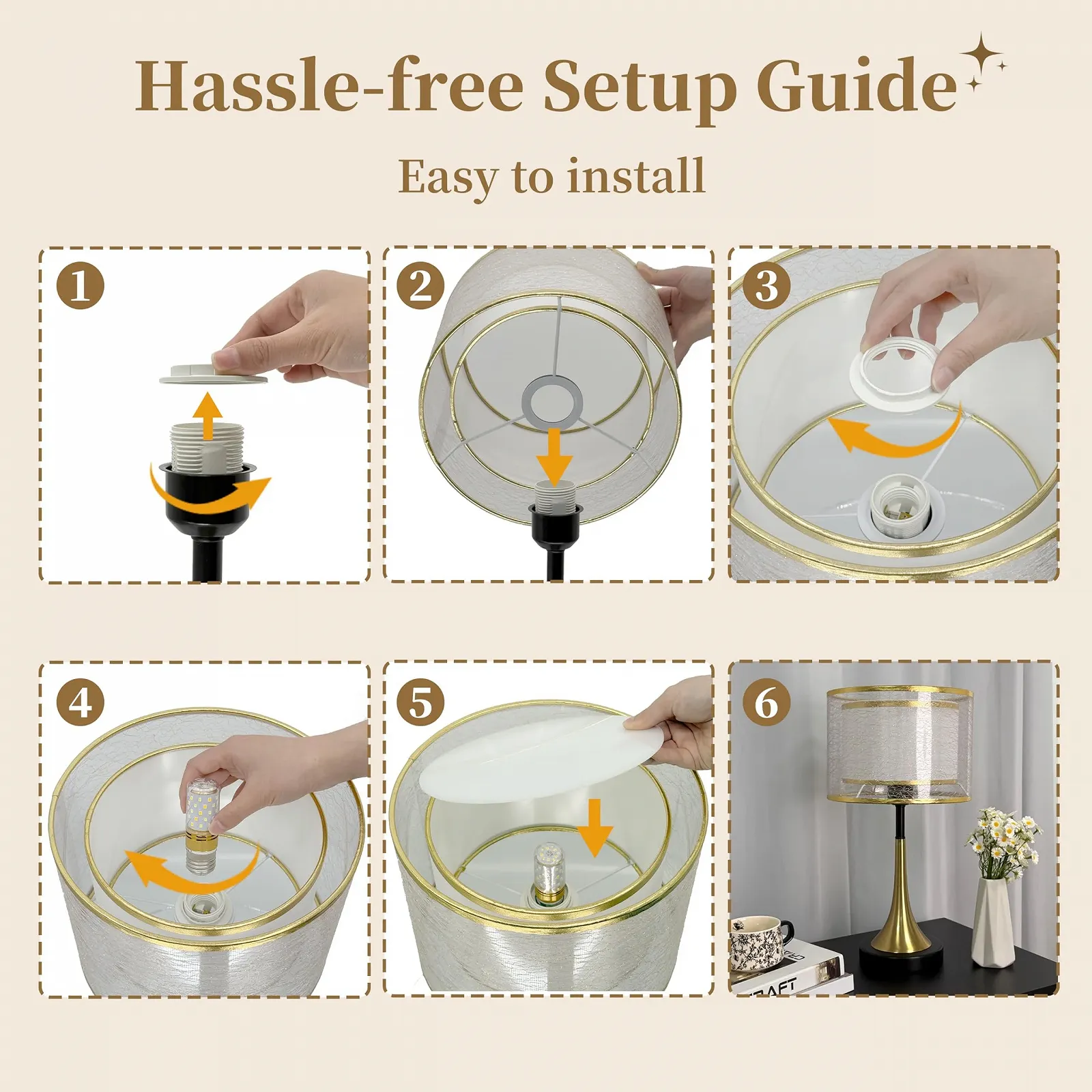 Настільна лампа LED PC Lampshade Gold Luxury Dimmable Золотиста, фото №6