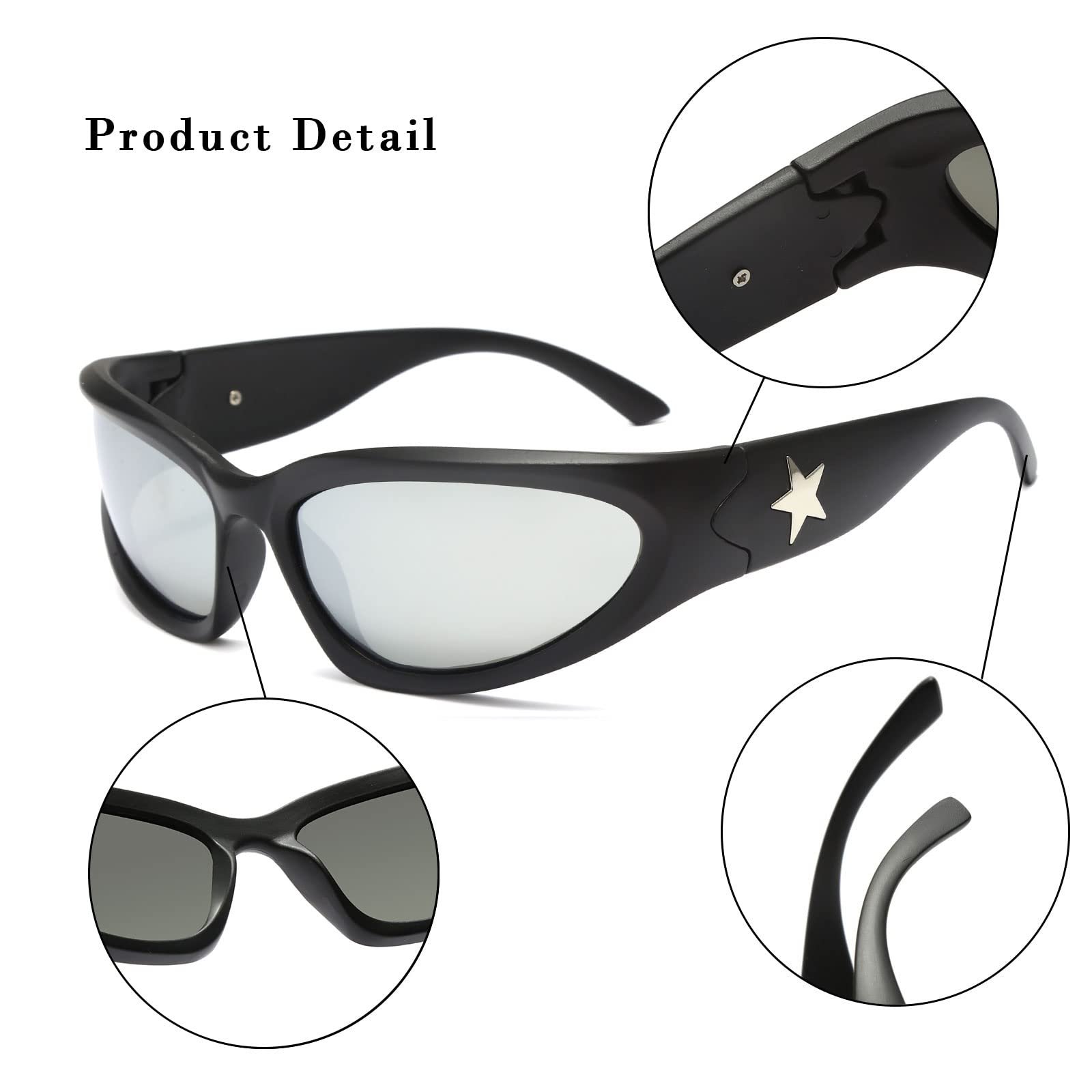 Спортивні Поляризовані Сонцезахисні Окуляри Long Keeper Trend Star Y2K Футуристичні Ретро UV400, фото №4