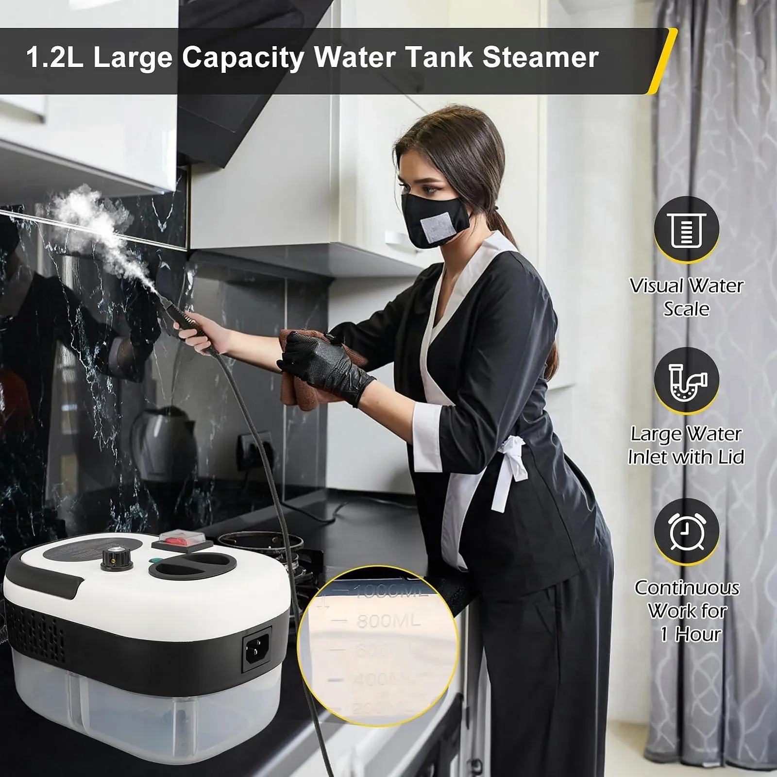 Ручний пароочисник HEEPDD 2500 W 3 bar 1.2 л 6 рівнів, фото №6