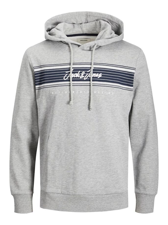 Світшот JJLEO SWEAT HOOD 12200768-Light Grey Melange Jack&Jones Сірий L, фото №1