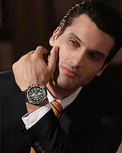 Часы мужские BY BENYAR Хронограф Кварцевый Золотой/Серебряный/Синий/Черный synthetic.ua - Фото 1