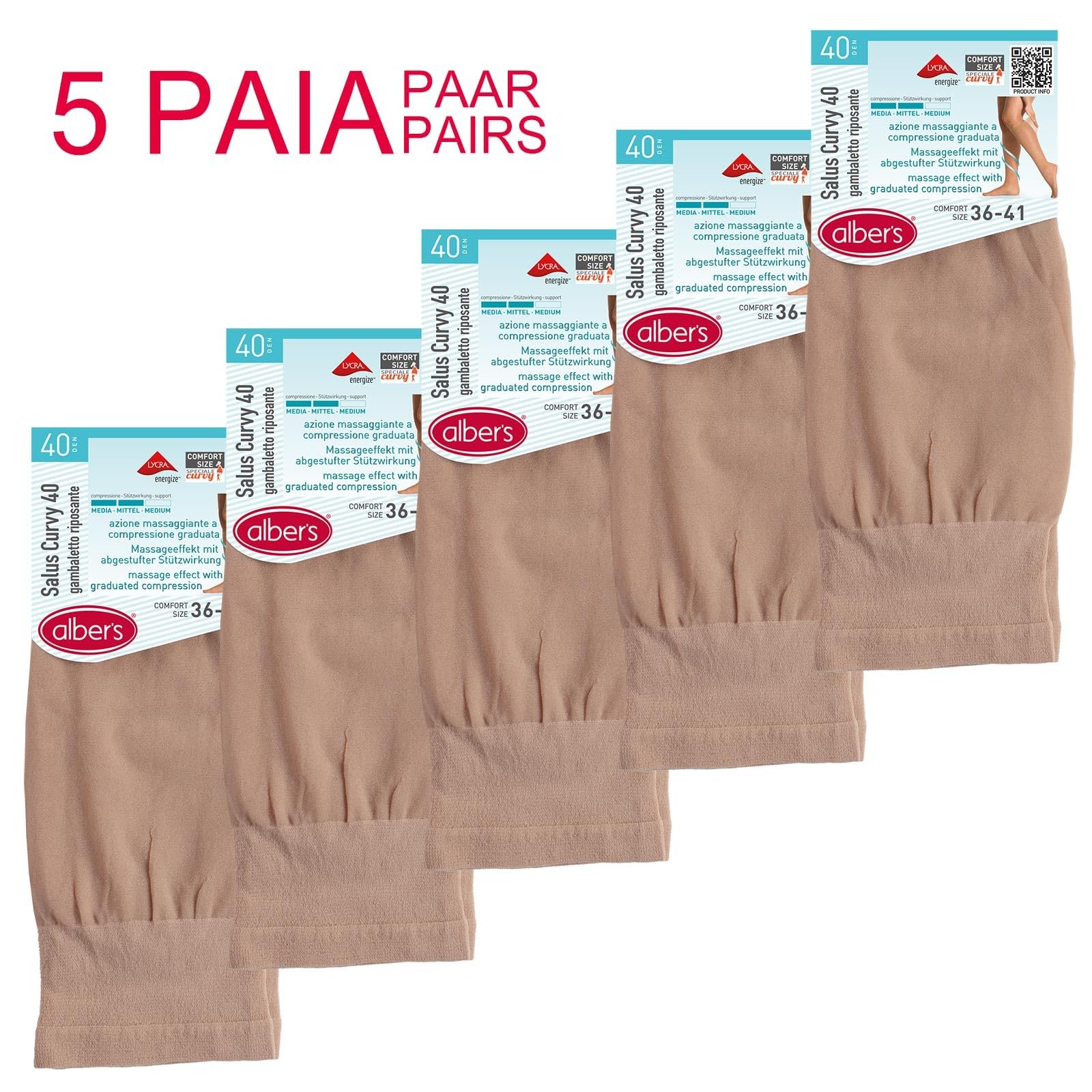 Шкарпетки alber's Salus Curve 40 - Набір з 5 штук, 40 Denier, One Size, фото №3