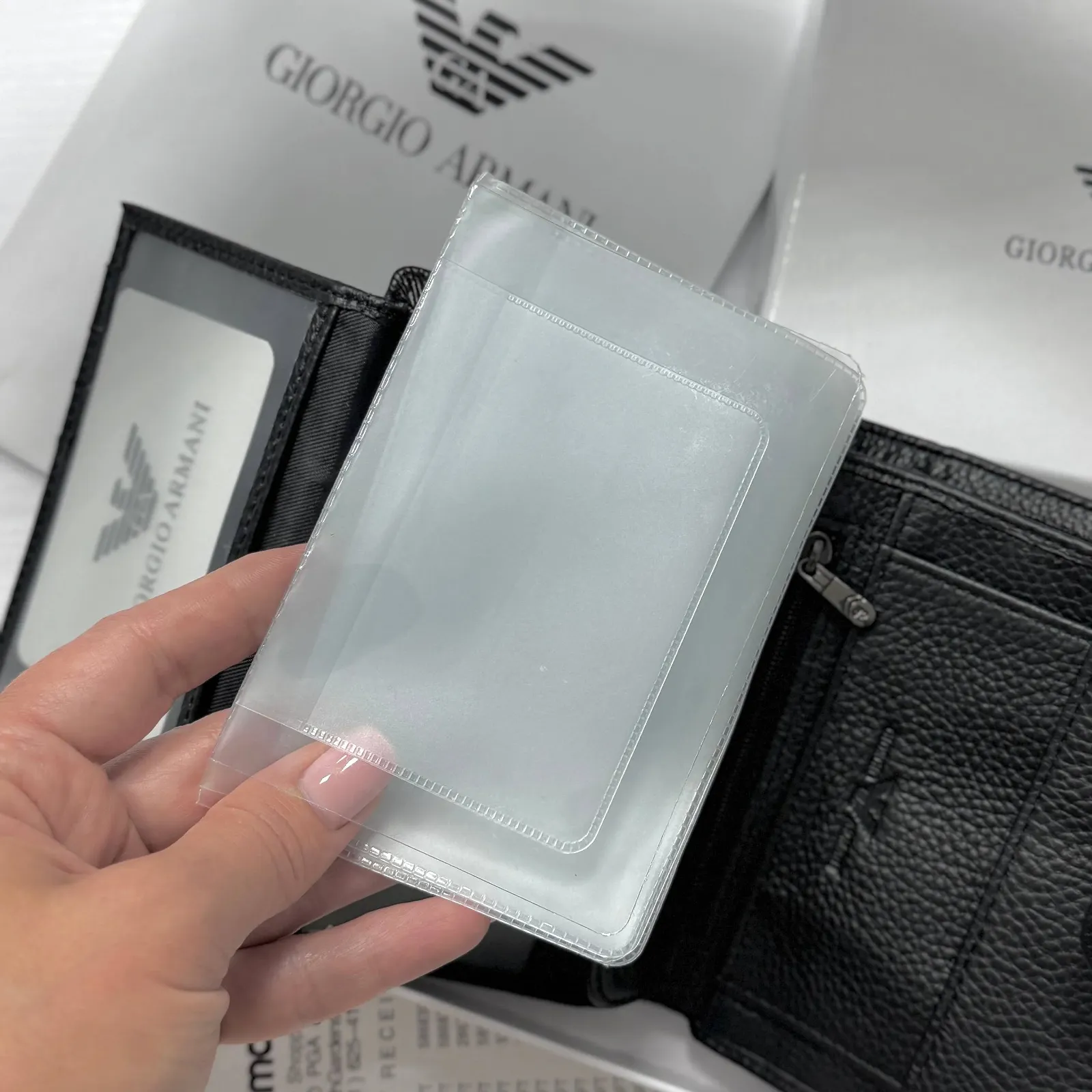 Мужское портмоне вертикальное кожаное Armani, фото №7