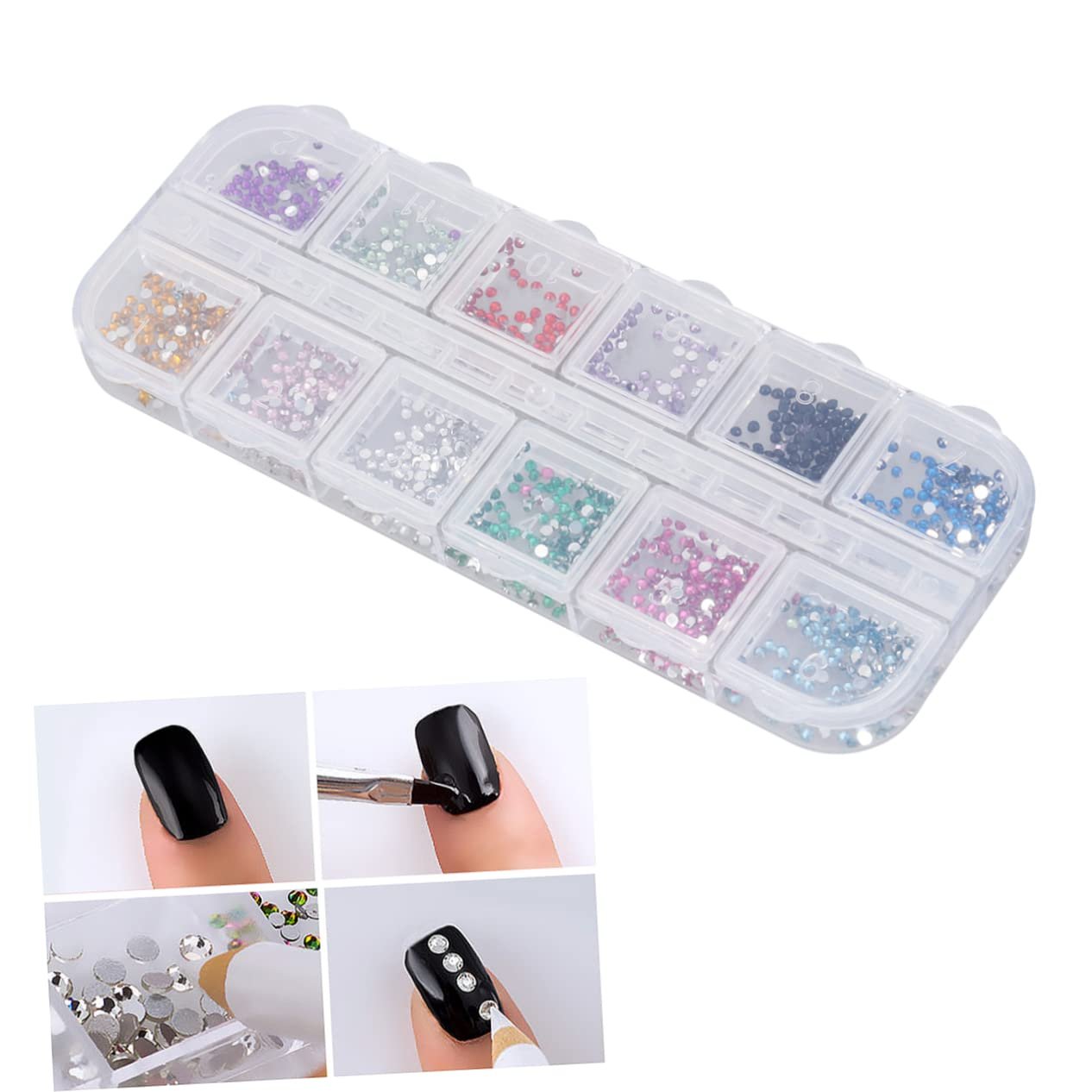 Стрази для нігтів FRCOLOR Кольорові Високої Якості в Практичному Контейнері, фото №2