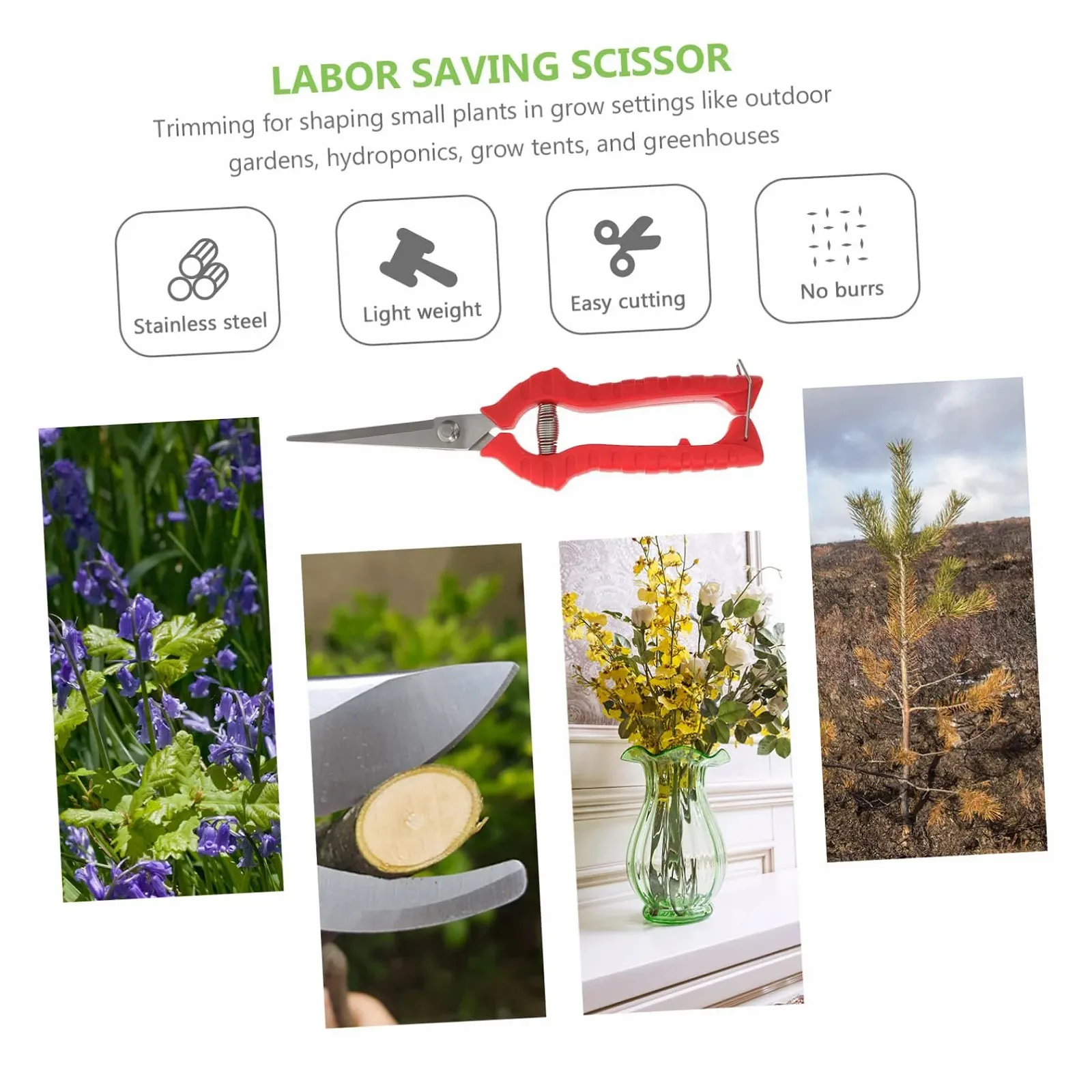 Набір садових секаторів Happyyami 3 шт. нержавіюча сталь Red, фото №8