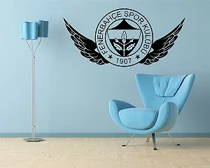 Наклейка на стіну Fenerbahce with Wings WT12 Матовий чорний 130 x 60 см synthetic.ua - Фото 1