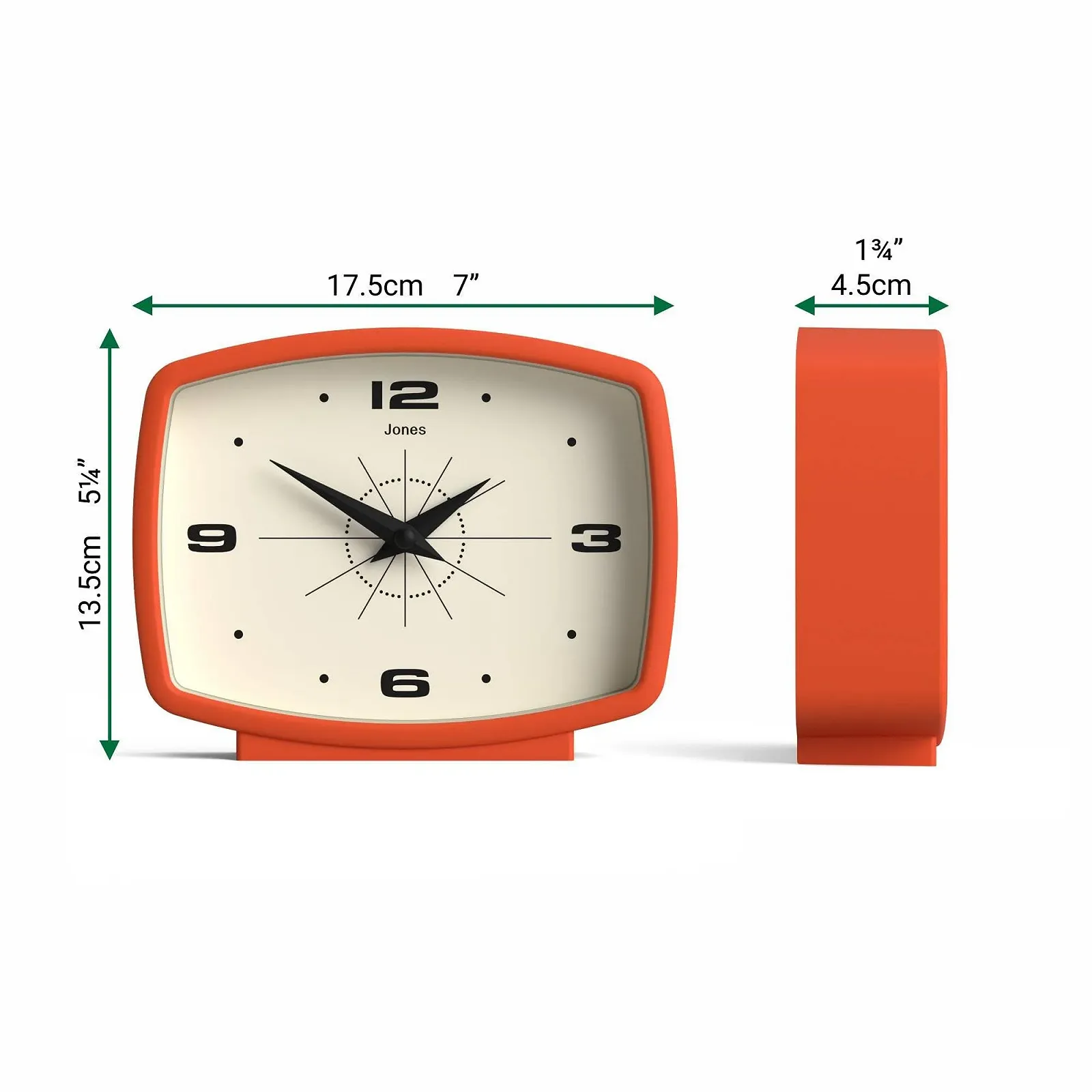 Настольные часы JONES CLOCKS Film Прямоугольный Ретро Дизайн Оранжевый, фото №4
