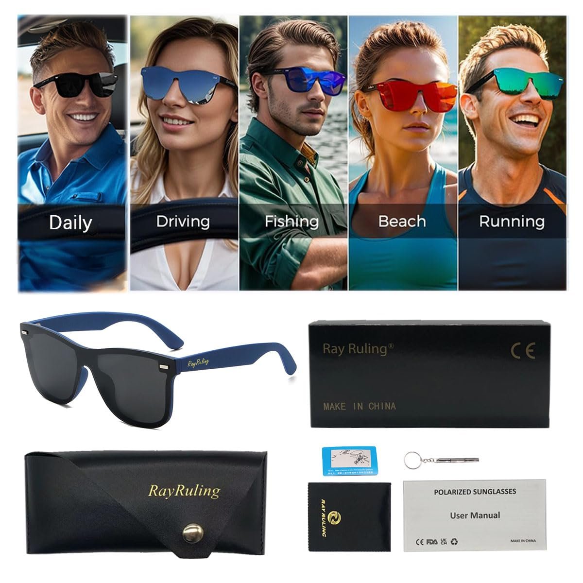 Сонцезахисні окуляри Rayruling Поляризовані Чоловічі Жіночі, фото №7