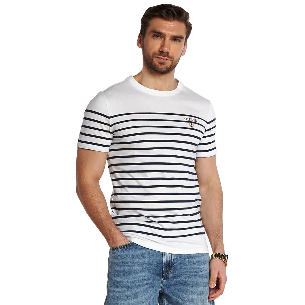 Футболка GUESS JEANS WHITE BLUE STRP, фото №1