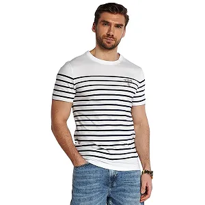 Футболка GUESS JEANS WHITE BLUE STRP - Фото 1