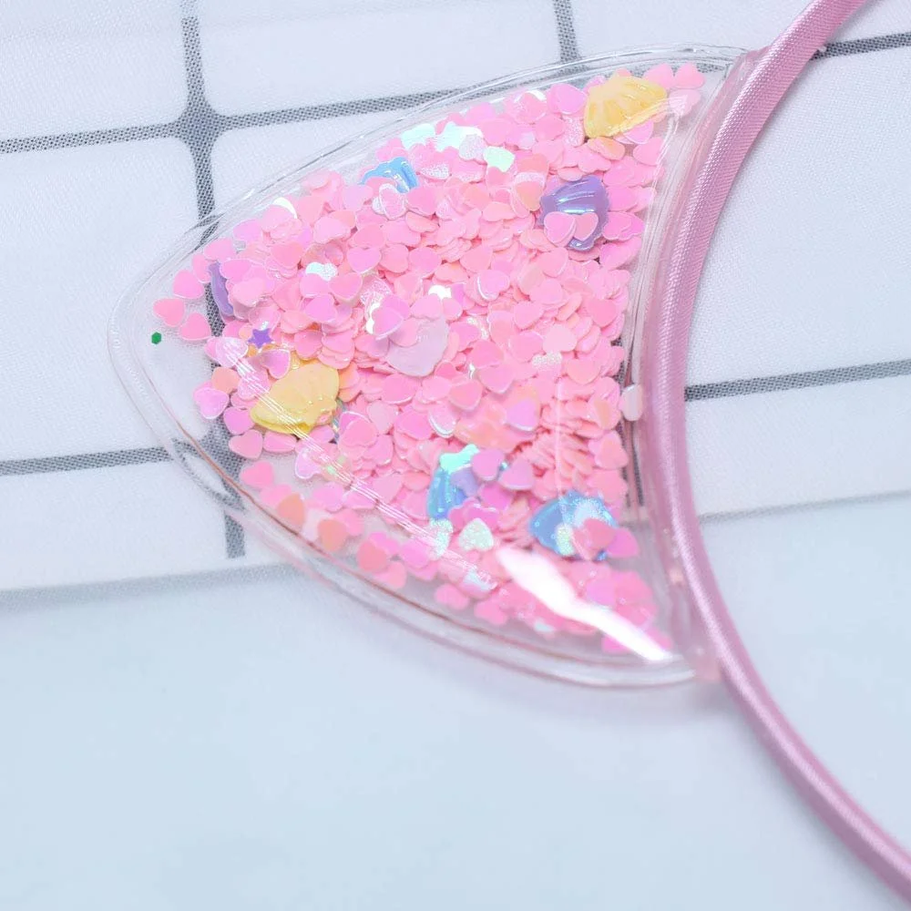 Обруч Вушка котика Квітковий папір Рожевий, фото №2