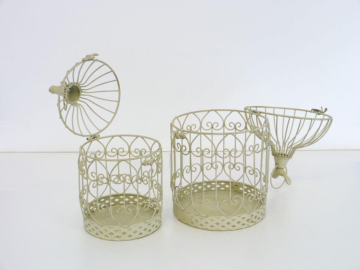 Підвісні кошики Металеві Набір 2 шт Клітка для птахів Білі Вінтаж 11151, фото №3 Підвісні кошики Металеві Набір 2 шт Клітка для птахів Білі Вінтаж 11151, фото №3