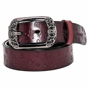 Ремень Beyeeway Женский Винтажный Из Натуральной Кожи С Тисненой Пряжкой Классический С Принтом Бабочки Идеально Подходит Для Джинсов synthetic.ua - Фото 1
