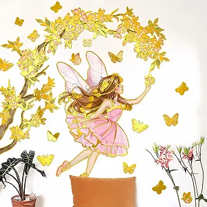 Наклейки на стіну Lekabee Golden Flower Fairy Style_B synthetic.ua - Фото 1