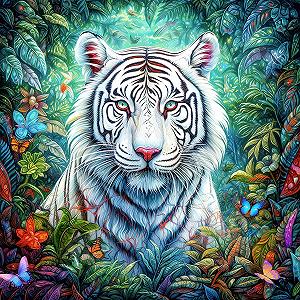 Пазл HUADADA Tiger and Flower 1024 елементи 50 x 50 см - Фото 1