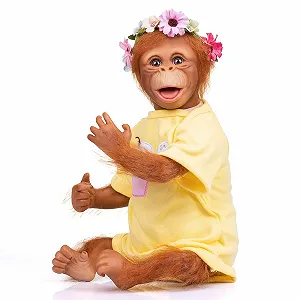 Лялька iCradle Realistic Reborn Monkey 18-дюймовий Реалістичний Орангутан М'який Силіконовий Вініль Тіло Фіброве Волосся synthetic.ua - Фото 1