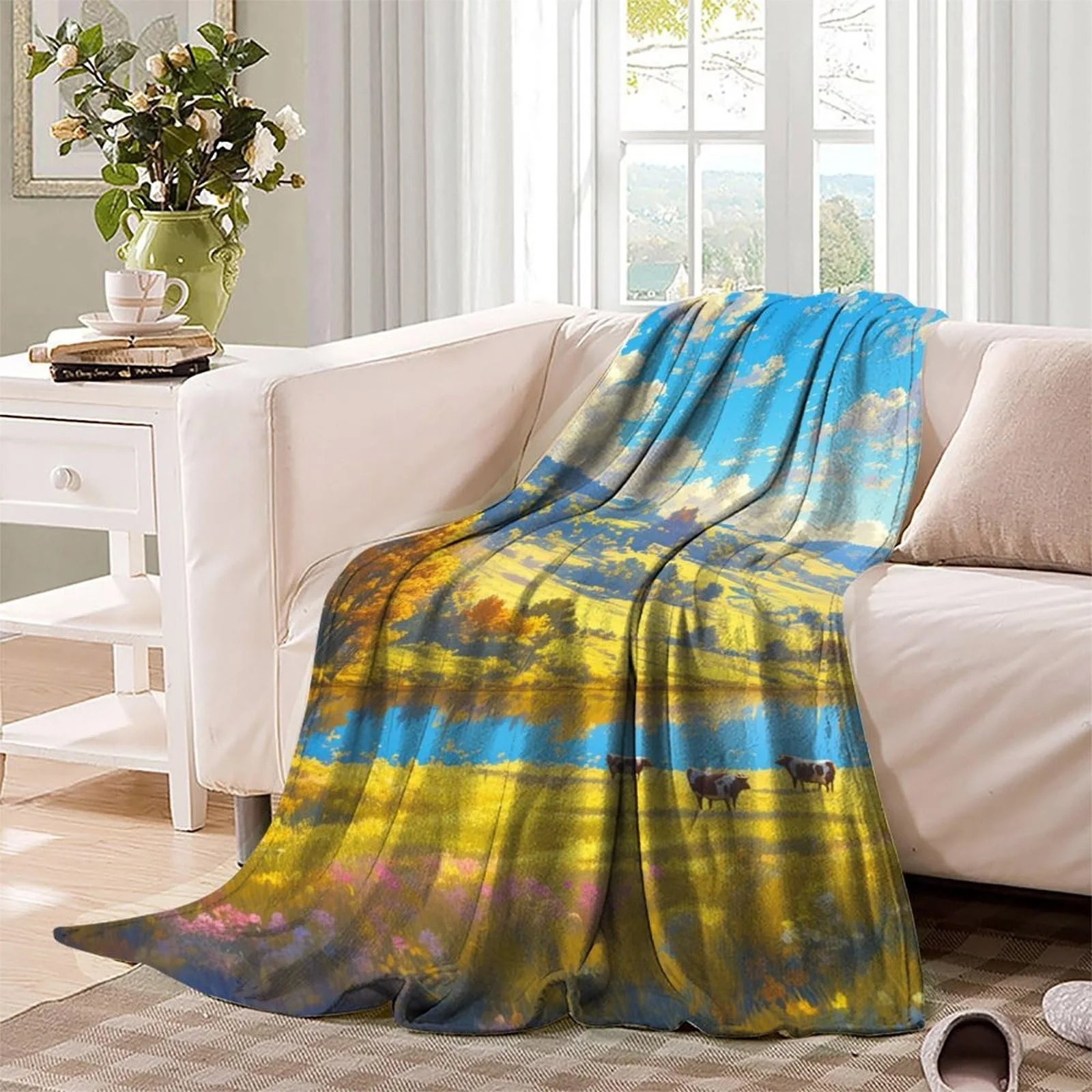Плед 3D Друк Осінній пейзаж Фланелевий М'який Дихаючий 180x200см, фото №3