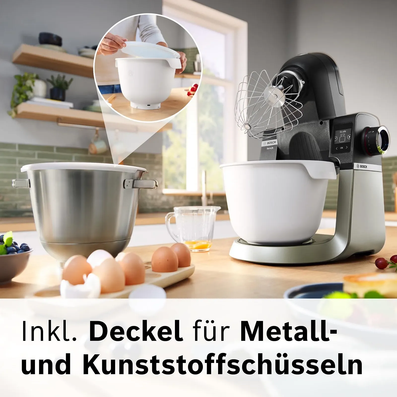 Миска для смешивания пластиковая Bosch Series 6 MUZS6KR с крышкой и ручками 5.5 л BPA-Free, фото №4 Миска для смешивания пластиковая Bosch Series 6 MUZS6KR с крышкой и ручками 5.5 л BPA-Free, фото №4