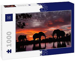 Пазл Lais Puzzle Elephants in Sunset on a River 1000 деталей - Фото 1