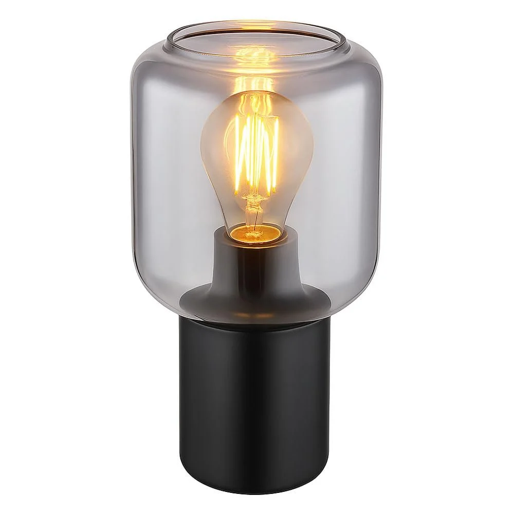 Светодиодная настольная лампа Стекло Металл 1x E27 Filament LED 13x24 см Черная, фото №1