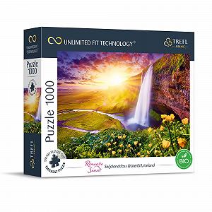 Пазл Trefl Prime UFT Romantic Sunset: Seljalandsfoss Waterfall, Iceland 1000 деталей - Фото 1
