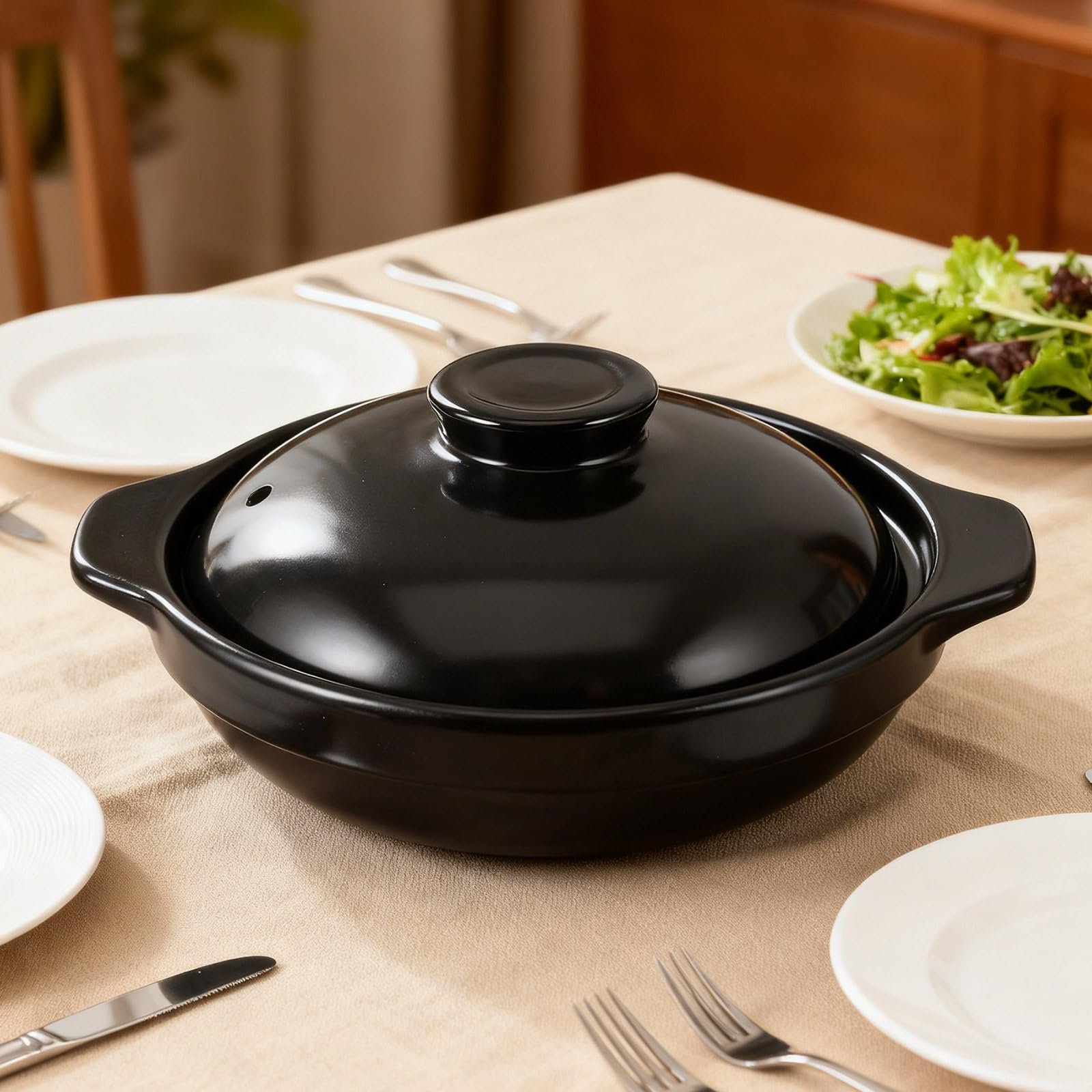 Горщик глиняний Healifty Керамічний 1,7 л з кришкою термостійкий для тушкування та супів 2-3 особи, фото №4