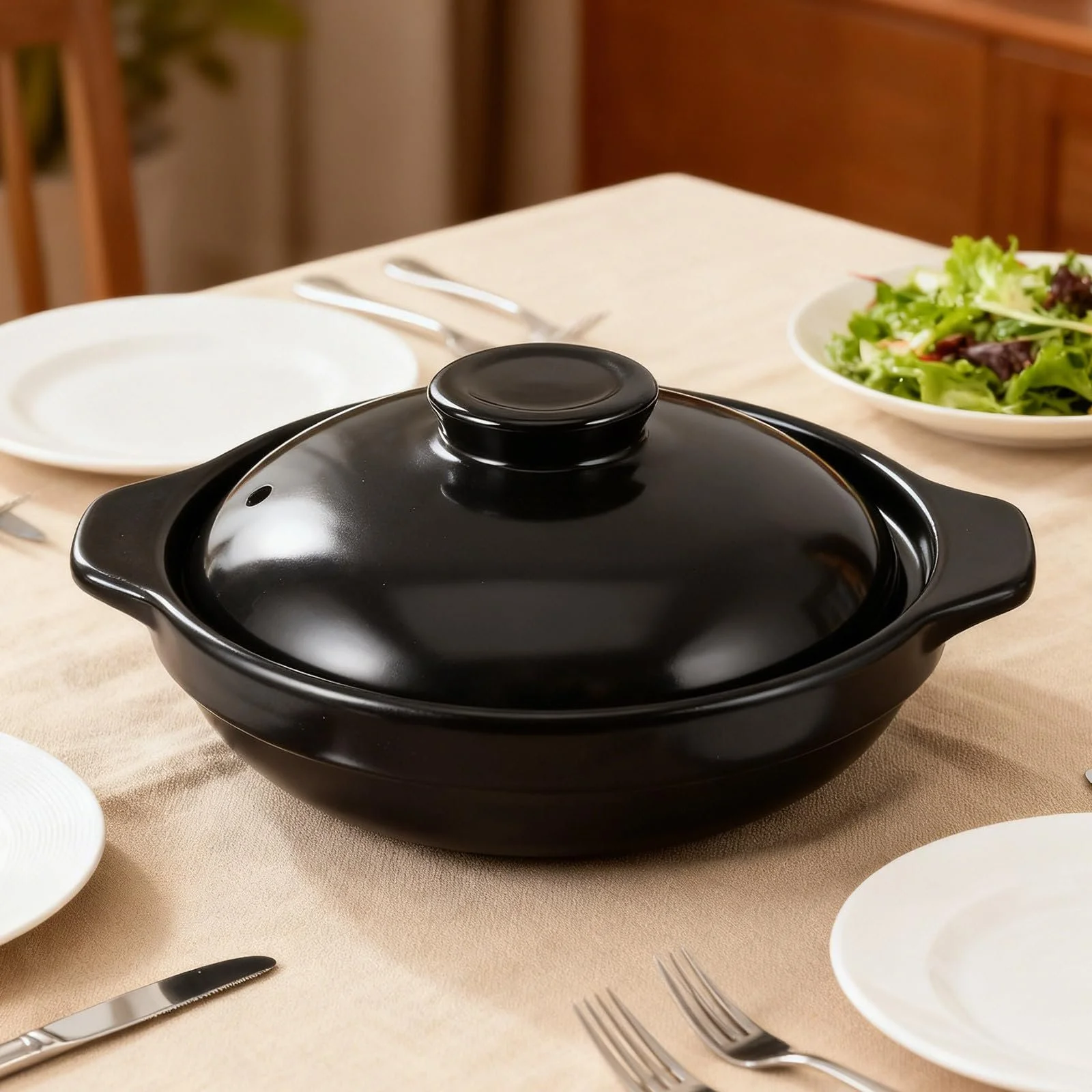 Горшок глиняный Healifty Керамический 1,7 л с крышкой термостойкий для тушения и супов 2-3 человека, фото №4