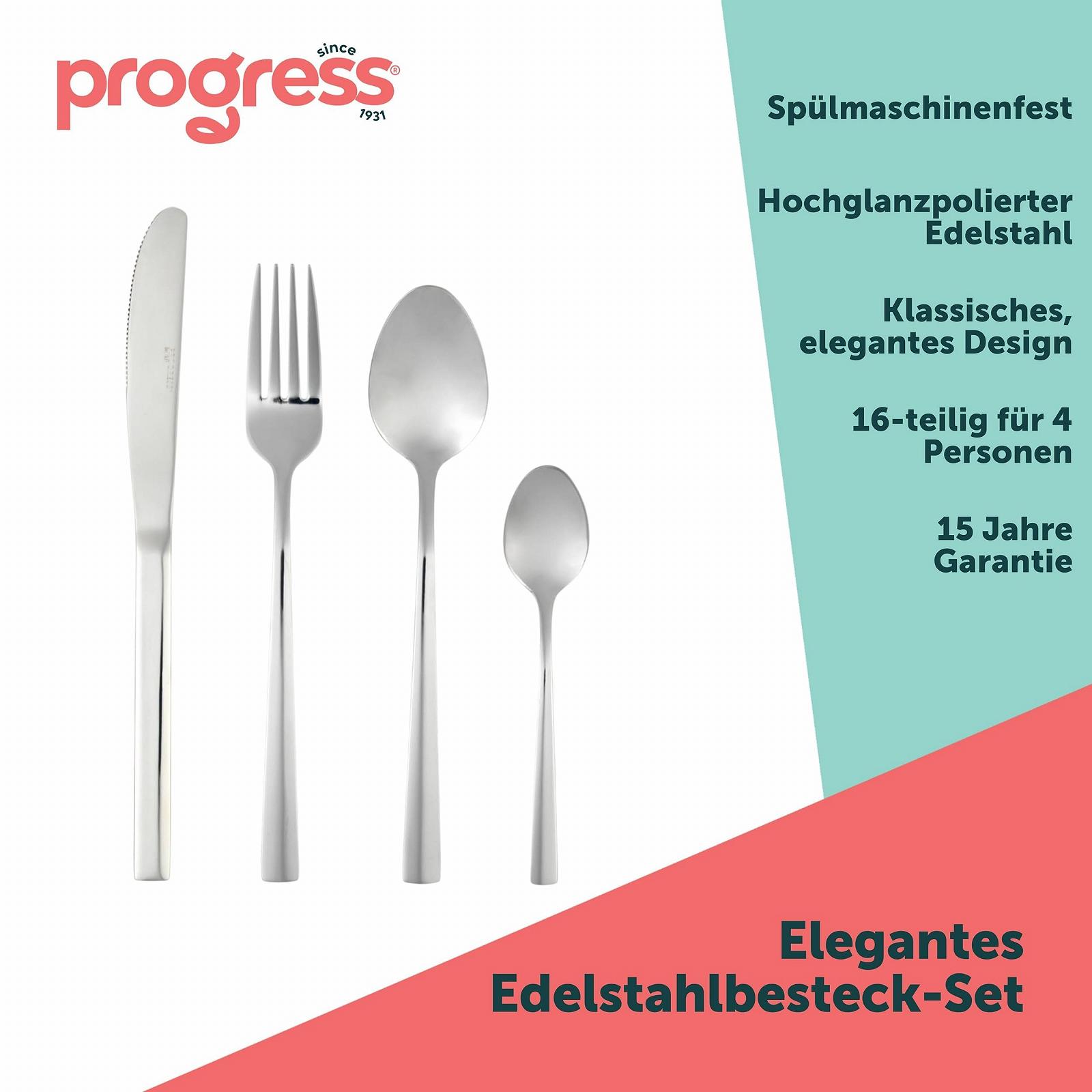 Набор столовых приборов Progress Washington 16 предметов Нержавеющая сталь для 4 человек Серебряный, фото №2 Набор столовых приборов Progress Washington 16 предметов Нержавеющая сталь для 4 человек Серебряный, фото №2