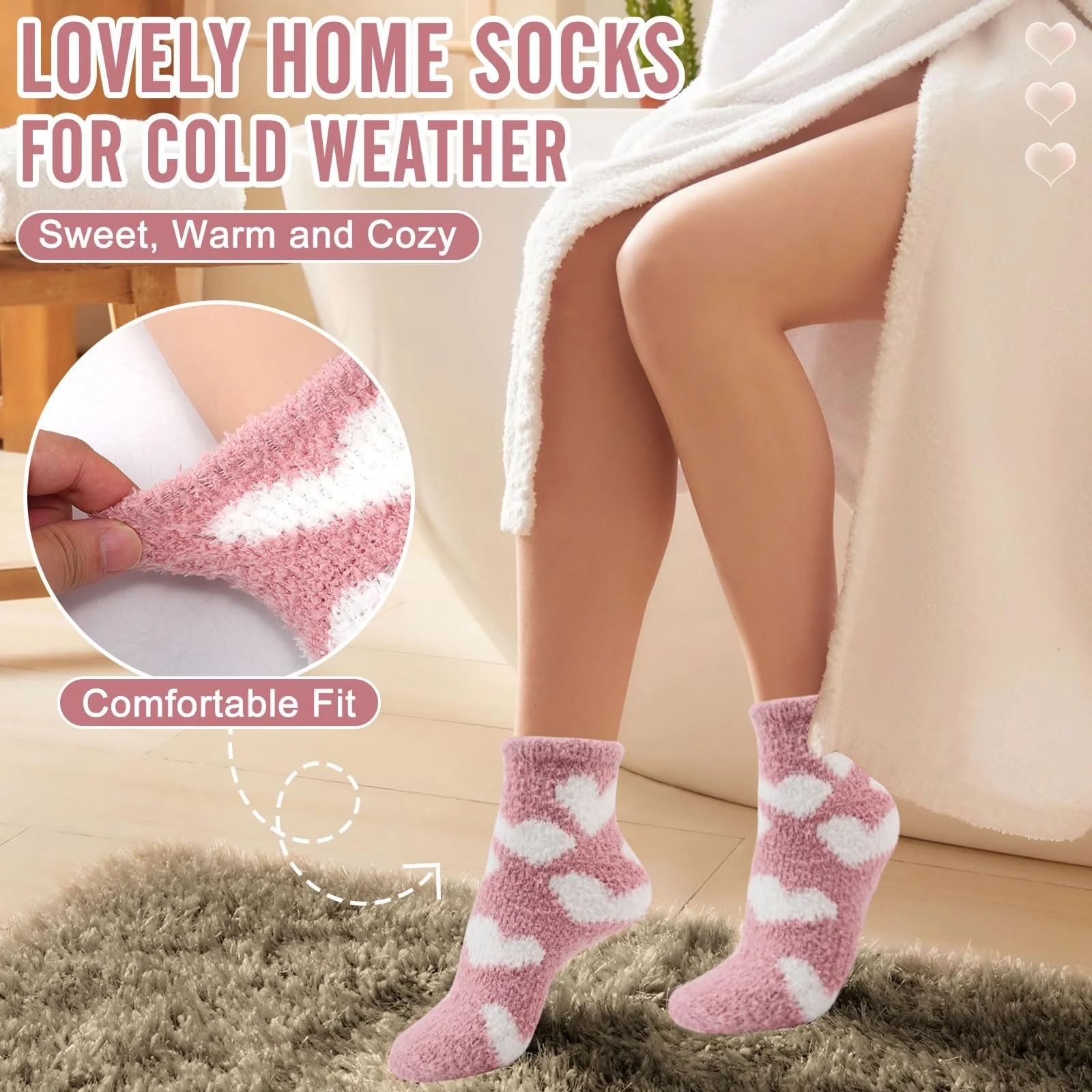 Шкарпетки Пухнасті 6 пар, Жіночі, М'які, Плюшеві, Товсті, фото №2