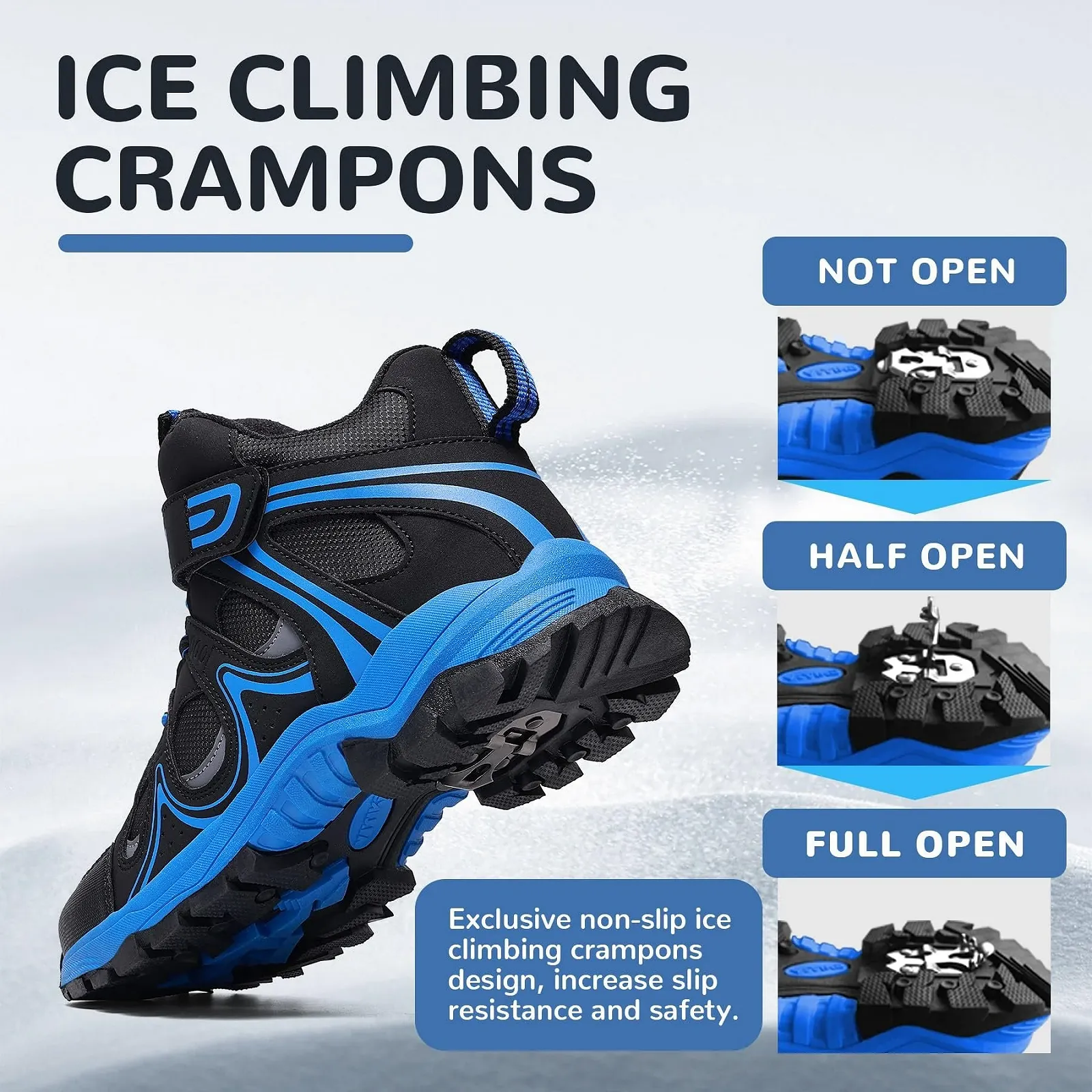 Зимние детские ботинки ASHION для мальчиков и девочек, утепленные снеговые сапоги для трекинга, фото №4