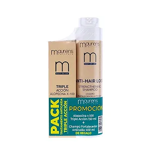 Набор против выпадения волос Maurens Triple Action Alopecin X-100 Стимулирует рост волос, останавливает выпадение и укрепляет волосы Укрепляющий шампунь при выпадении волос Флакон 150 мл - Фото 1