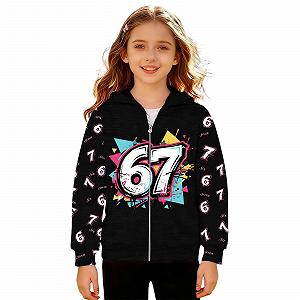 Толстовка Generisch Six Seven Молодежная Детская 67 Худи для мальчиков и девочек Весна Осень Повседневная Уличная Куртка на молнии 6 7 Номер Напечатано Длинный рукав synthetic.ua - Фото 1