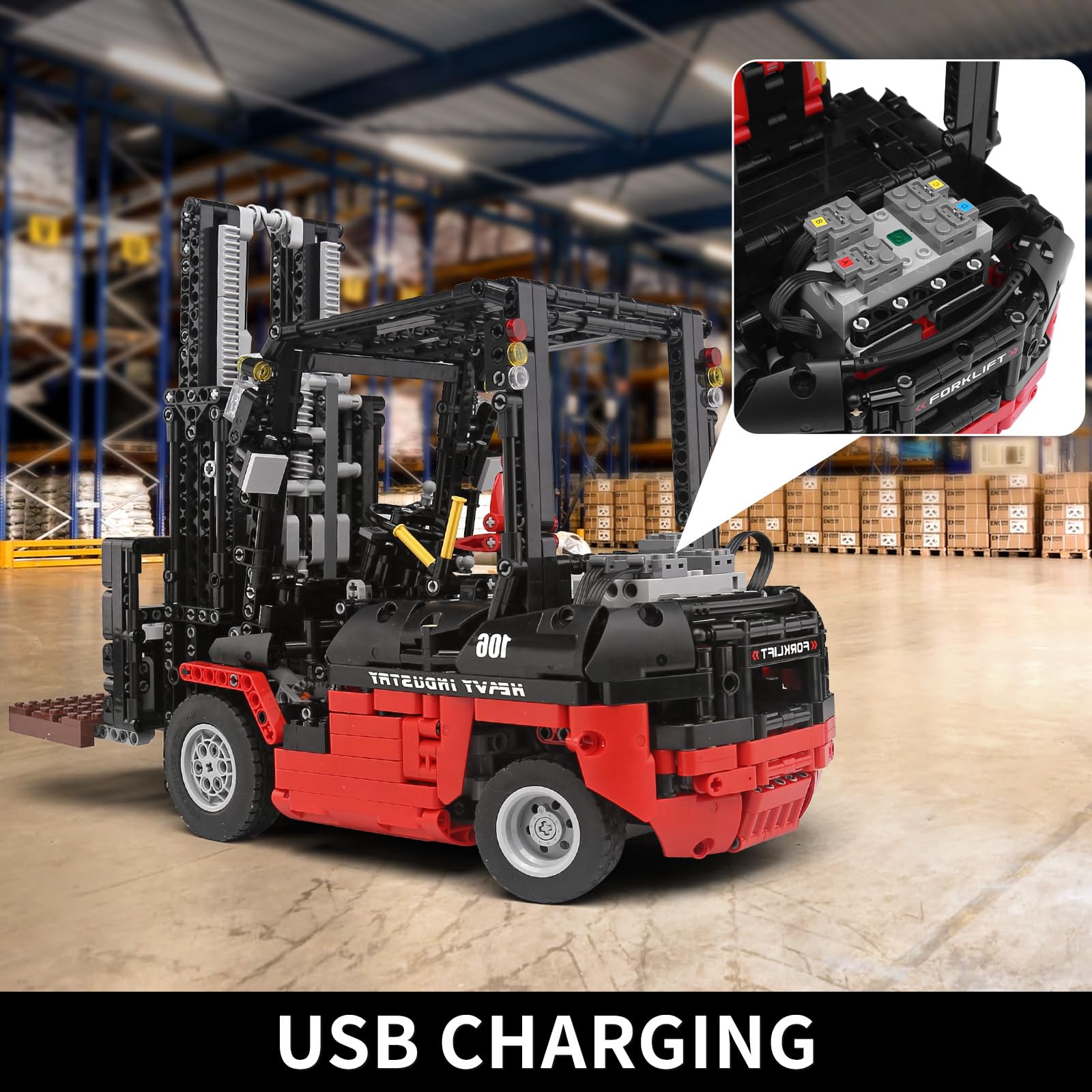 Набор Mould King Technic 13106 Конструктор погрузчик MK II MOC 1719 деталей с мотором/дистанционным управлением, фото №6