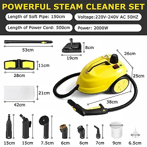 Пароочисник 2000 Вт 5 бар 108 м² 2 л з набором для чищення підлоги та насадками для меблів і килимів synthetic.ua - Фото 1