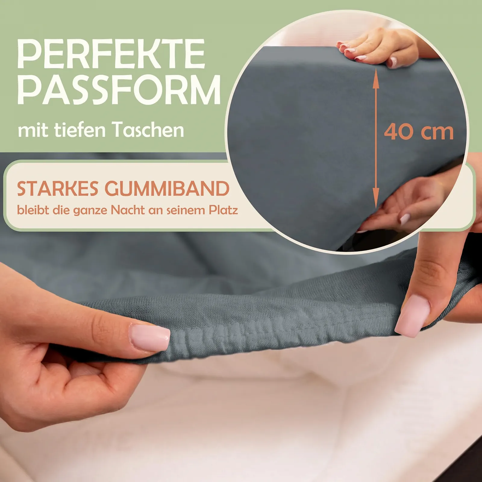 Простыня на резинке NatureMark Microfibre для кровати с пружинным блоком и водяной кровати 200 x 220 см - высота основания 40 см - 200 x 220 см Антрацит/Темно-серый, фото №3