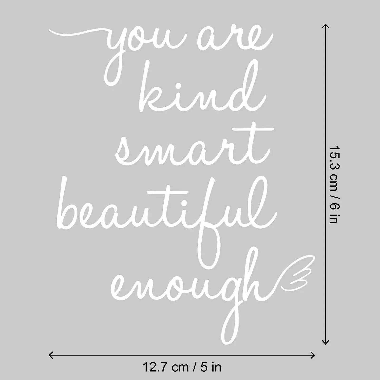 Наклейка для зеркала JINGIHE Мотивационная "You are Kind Smart Beautiful Enough" Белая, фото №2 Наклейка для зеркала JINGIHE Мотивационная "You are Kind Smart Beautiful Enough" Белая, фото №2