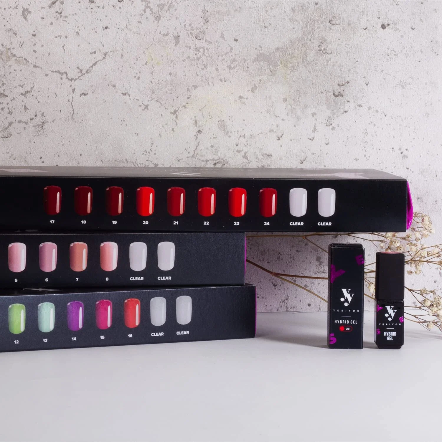 Гель-лак Yes!You Набор Natural Look - 8 цветов с 2 прозрачными базовыми покрытиями Mix colour, фото №11
