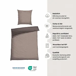 Постельное белье Schiesser Renforc", двухстороннее, 2 предмета, 100% хлопок, размер 135 x 200 см + 80 x 80 см synthetic.ua - Фото 1